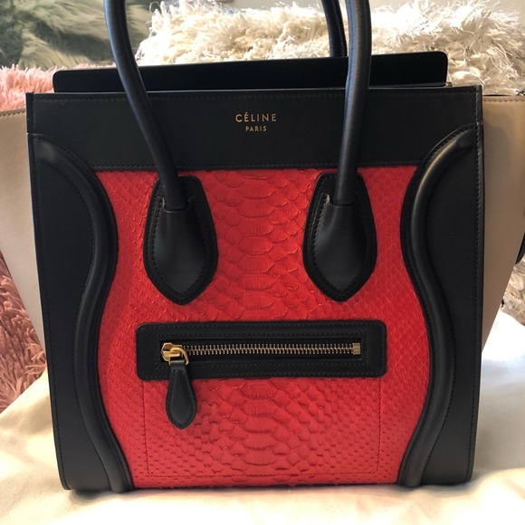CELINE PYTHON RED MINI LUGGAGE W/ TAGS WORN ONCE - Picture 2 of 8